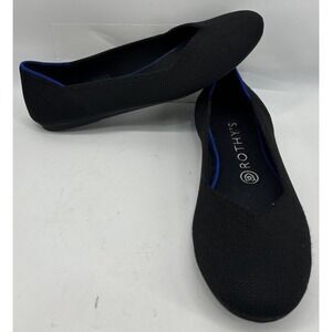 Rothy's The Flat Round Toe Ballet Shoe Black Knit Slip On Shoes Women's 8